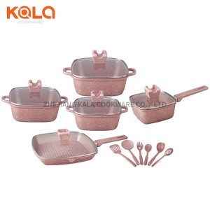 multifunctional frying pan and casserole set italian marble cooking pots kitchen accessories aluminum cookware set