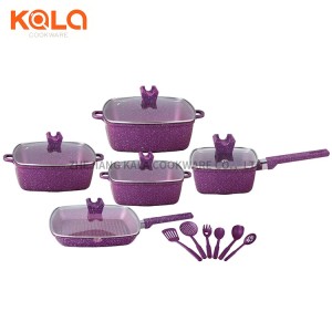 OEM multifunctional cookware wholesale granite cookware set non stick  fry pan kitchen accessories aluminum cookware set China cooking pot factory