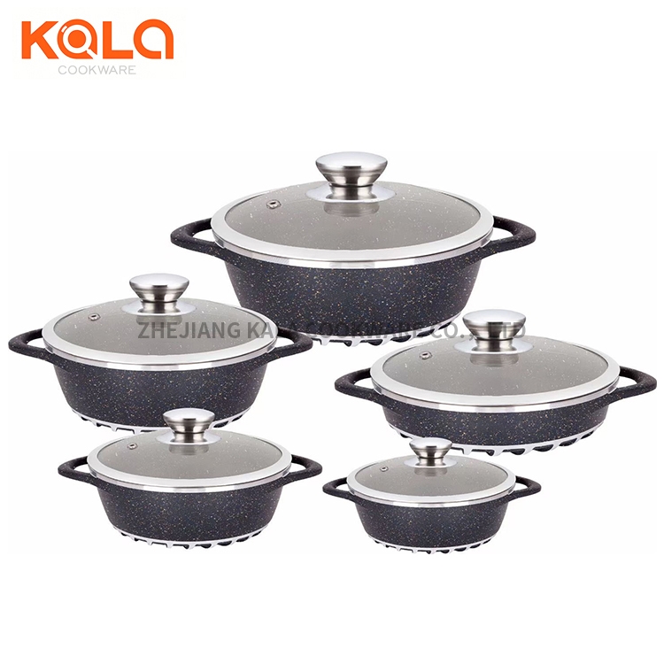 Reasonable price for Slow Cooking Pots -
 Good selling kitchen supplies Dessini aluminum cooking pots set with glass lids casserole set granite cookware set non stick china pots and pans set suppli...