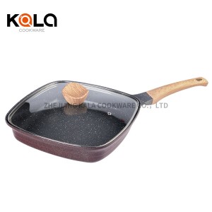 High quality kitchen supplies ceramic coating granite cookware set non stick frying pan grill pan cast aluminium frying grill pan China frying pan manufacturers