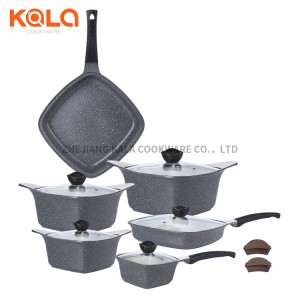 Hot selling kitchen supplies saute pan shallow casserole dish with lid granite ceramic coating cookware set China cast aluminum cooking pot set manufacturers