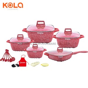 Dessini 25pcs pot sets square casserole with lids pyrex aluminium cooking pot non-stick kichen tools cookware set china manufacturers