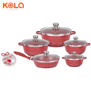 Dessini 15pcs set de casserole aluminium marbre cooking fry pan and casserole set kitchen accessories set cookware