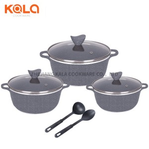 Good selling kitchen supplies aluminum insulated ensemble casserole set cooking pot granite cookware sets non stick China pots and pans set factory