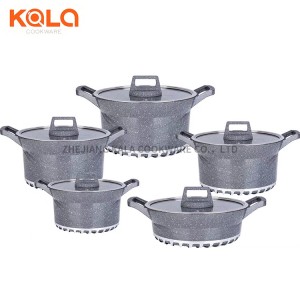 bosch cast aluminum marble non-stick coating pots set Customized cookware spaghetti casserole china cooking pot factory