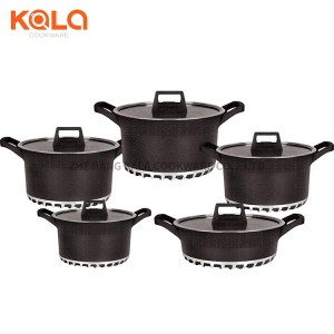 bosch cast aluminum marble non-stick coating  pots set Customized   cookware spaghetti casserole china cooking pot factory
