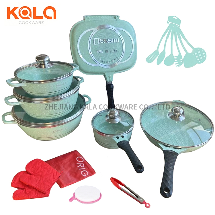  non stick marble coated kitchen accessories cookware set