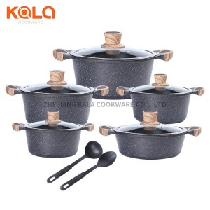 casserol en aluminium de fabriqu factory marble cooking pots set kitchen accessories aluminum cookware set non-stick casserole