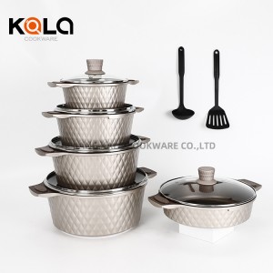 Hot selling marble cookware sets non stick cookware wholesale Soup & Stock Pots soft touch handle Aluminum Cooking Pot Factory