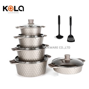 cookware sets non stick marble cookware set good selling aluminium cooking pot set Soup & Stock Pots soft touch handle