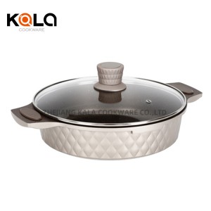 Hot selling marble cookware sets non stick cookware wholesale Soup & Stock Pots soft touch handle Aluminum Cooking Pot Factory
