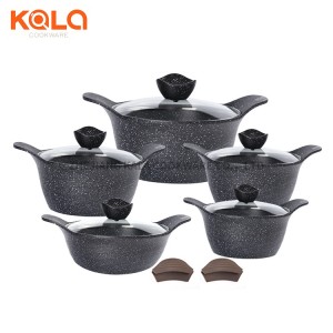 Good selling kitchen supplies non stick cookware set shallow casserole and casserole set ceramic coating with glass lid cast China aluminum cooking pots factory