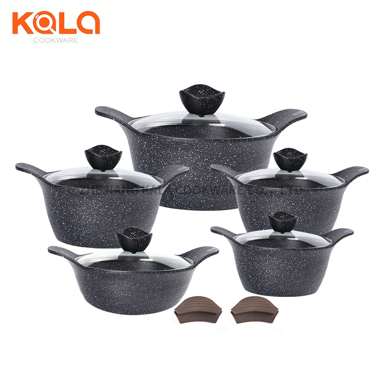 Good selling pot wholesale shallow casserole and casserole set ceramic coating with glass lid cast aluminum cookware set non stick cookware set China cooking pot factory Featured Image