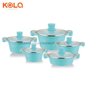 Dessini Diamond series 10pcs casseroles factory OEM multifunctional cooker cast aluminium marble coating cooking pot