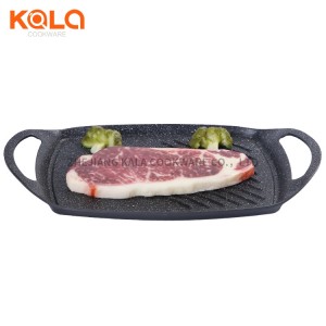 High quality kitchen supplies aluminum cooking pot sets square frying pans cast  marble coating grill pan China non stick frying pan factory cookware wholesale