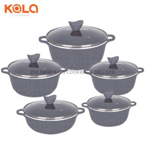 High quality kitchen supplies granite cookware set non stick aluminum cooking pot set cookware wholesale China pots and pans sets factory