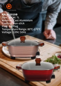 Hot sale electric cooker pan square cooking appliances  casserole granite coating cookware set non stick frying pan China multi-functional electric cookers pan factory