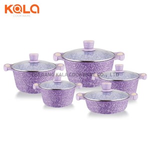 Hot selling pot wholesale Dessini Diamond series 10pcs casseroles granite cookware set non stick aluminium cooking pot China Cooking Pots Set Supplier