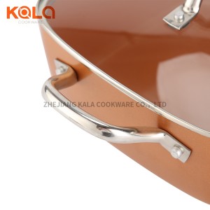 Hot sale cookware wholesale 9.5 inches press aluminium frying steam pot  Induction Bottom copper pan ceramic coating  China Non stick Cookware Sets factory