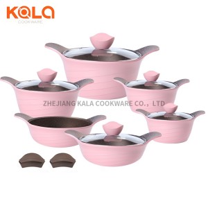 Good selling pot wholesale shallow casserole and casserole set ceramic coating with glass lid cast aluminum cookware set non stick cookware set China cooking pot factory