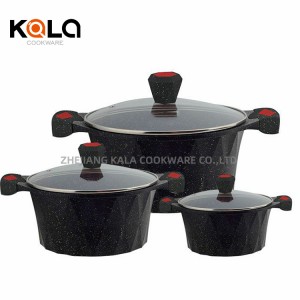 High Quality marbel non stick cookware set casseroles serie de cooking fry pan and casserole set soup pan zhejiang cookware