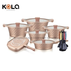 High quality good selling cookware sets big cuisine accessories with non stick frying pan casserole de luxe China Cooking Pots Set Factory