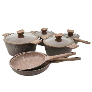 Hot sale granite cookware set non stick frying pan  cast aluminium cooking pots set cookware wholesales China cooking pot set factory