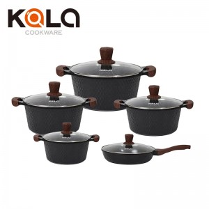 High quality cookware wholesale Multifunctional double grill pan glass pot &non-stick fry pan with spiral bottom kitchen cookware sets China non stick frying pan factory