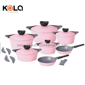 non-stick grill pan frying pan cuisine accessories frigideira antiaderente ceramic non stick cookware set 13pcs pink cooking pot
