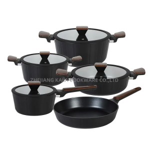 Hot sale cookware wholesale Dessini 12pcs granite cookware set non stick frying pan and casserole  pots and pans set aluminum cookware set  factory