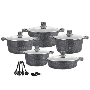 China OEM Ceramic Cookware Sets -
 High quality cookware wholesale aluminum cooking pot set granite cookware set non stick fry pan and casserole set ceramic coating cookware set China non stik cook...