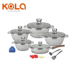 Hot selling kitchen supplies 32cm woks with glass lid chinese cooking pan cast aluminium fry pan marble non stick coating grill pan China cookware set manufacturers