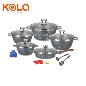 Hot selling kitchen supplies 32cm woks with glass lid chinese cooking pan cast aluminium fry pan marble non stick coating grill pan China cookware set manufacturers