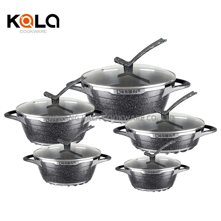 Wholesale Marble Stone Cookware -
 High quality kitchen supplies cookware set non stick frying pan casserole set luxury with silicon covered cooking pot aluminum cooking pot set factory – KALA