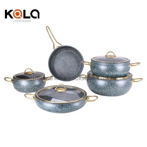 High quality 12pcs granite cookware sets non stick frying pan with lid  soft touch handle aluminum cooking pots China Cooking Pots Factory