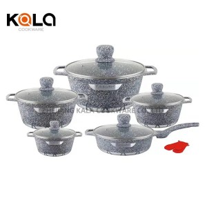 High quality OEM cookware wholesale Dessini Diamond series 10pcs casseroles granite cookware set aluminum cooking pot China pots and pans set factory