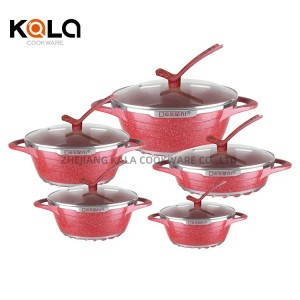 High quality kitchen supplies cookware set non stick frying pan casserole set luxury with silicon covered cooking pot aluminum cooking pot set factory