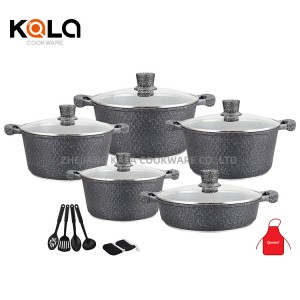China cookware supplier granite cookware sets non stick fry pan oil free frying pan aluminium cooking pot set cookware wholesale