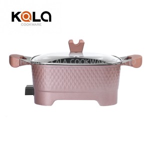 Hot sale electric cooker pan square cooking appliances  casserole granite coating cookware set non stick frying pan China multi-functional electric cookers pan factory