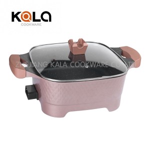 square cooking appliances hot pot casserole marble coating cookware factory frying pan multi-functional cookers factory