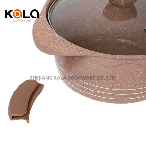 High quality kitchen supplies casserole marble coating with glass lid non stick cookware sets kitchen diecasting aluminum cooking pots China pot and pans set factory