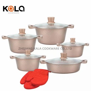 High quality kitchen supplies in stock pot dessini granite cookware set non stick aluminum cooking pot cuisine accessories China cookware set factory cookware wholesale
