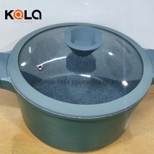 Hot sale  induction cookware set non stick cooking pot with silicon lids frying pan fish pan and double grill pan aluminum cookware set factory