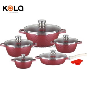 Dessini 12pcs marble non stick cookware sets non stick frying pan oil free frying pan aluminium cooking pot cookware