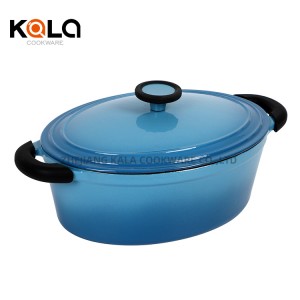 29cm luxury non stick cast iron cookware hotpot ceramic pan high quality Soup & Stock Pots with two pcs silicon accessories