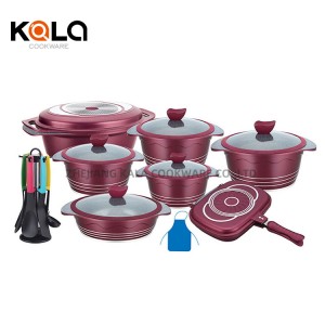 cookware set with double grill pan cuisine accessories seafood casserole marble non stick cooker soup kitchenware factory