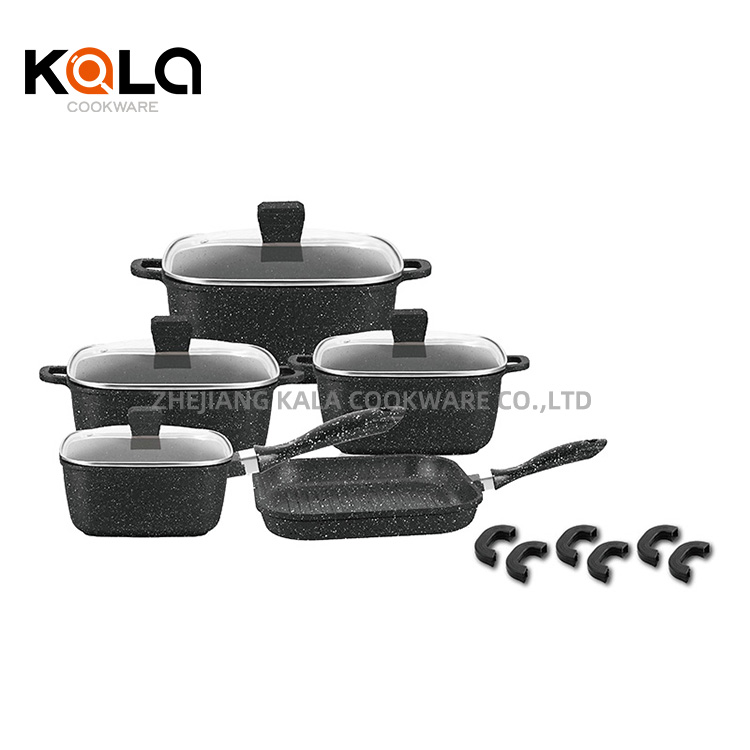 square non stick cookware set with frying pan aluminum cast casserole Cookware Parts kitchen ware kitchen supplies wholesale Featured Image