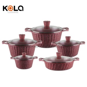 KALA kitchen supplies 10pcs cookware set non stick aluminum cooking pot set wholesale kitchen cookware set