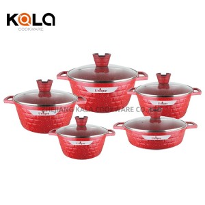 Kala 10pcs cookware set non stick aluminum cooking pots and pans wholesale kitchen cookware set factory