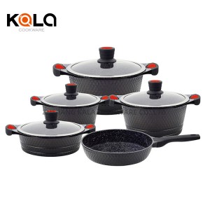 cast aluminum casserole high quality induction cooking pots marbel cookware set stock zhejiang factory